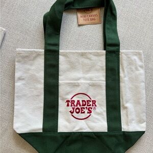 Trader Joe's Cream and Green Canvas Tote Bag